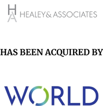 Announcement graphic for World Insurance acquisition of Healey & Associates
