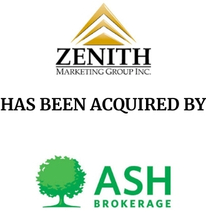 Announcement graphic for Ash Brokerage acquisition of Zenith Marketing Group