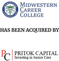 Announcement graphic for Pritok Capital acquisition of Midwestern Career College