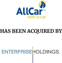 Announcement graphic for Enterprise Holdings acquisition of AllCar Rent-A-Car