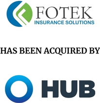 Announcement graphic for Hub International acquisition of Fotek Insurance Agency
