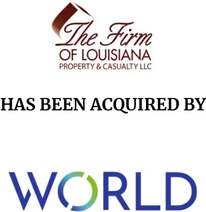 Announcement graphic for World Insurance Associates acquisition of The Firm of Louisiana Property & Casualty LLC