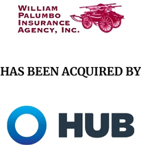 Announcement graphic for Hub International acquisition of William Palumbo Insurance Agency