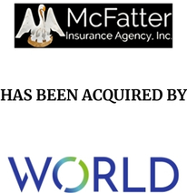 Announcement graphic for World Insurance Associates acquisition of McFatter Insurance Agency