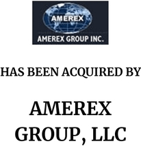 Announcement graphic for Amerex Group LLC acquisition of Amerex Group Inc.