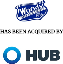 Announcement graphic for HUB International acquisition of Woods Insurance