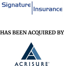 Announcement graphic for Acrisure LLC acquisition of Signature Insurance Agency Group LLC