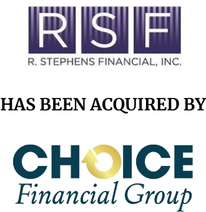 Announcement graphic for Choice Financial Group acquisition of R. Stephens Financial