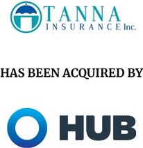 Announcement graphic for HUB International acquisition of Tanna Insurance Inc