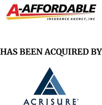 Announcement graphic for Acrisure acquisition of A-Affordable Insurance Agency