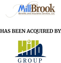 Announcement graphic for The Hilb Group acquisition of MillBrook Benefits & Insurance Services LLC.