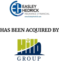 Announcement graphic for The Hilb Group acquisition of Easley Hedrick Insurance & Financial