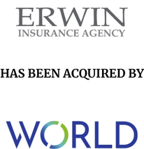 Announcement graphic for World Insurance acquisition of Erwin Insurance Agency - Inc.