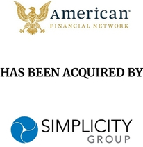 Announcement graphic for Simplicity Group Holdings acquisition of American Financial Network LLC.