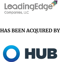 Announcement graphic for Hub International acquisition of Leading Edge Companies